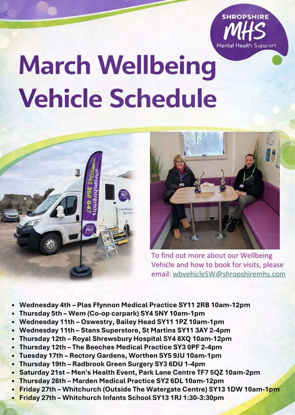March wellbeing vehicle vists